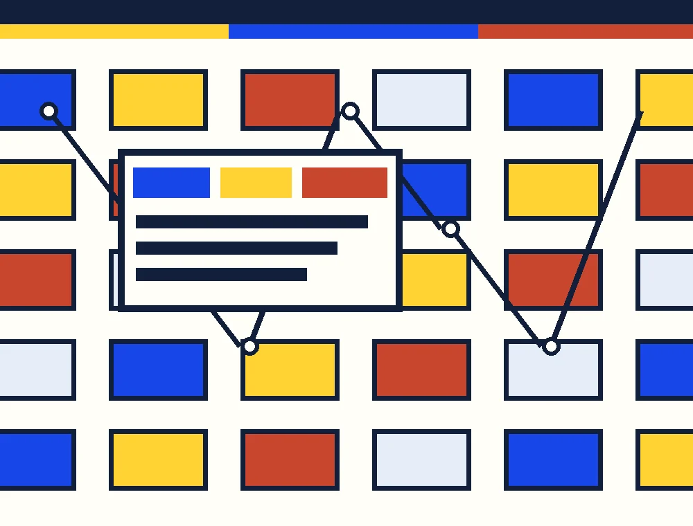 Abstract construction-board composition representing system orientation